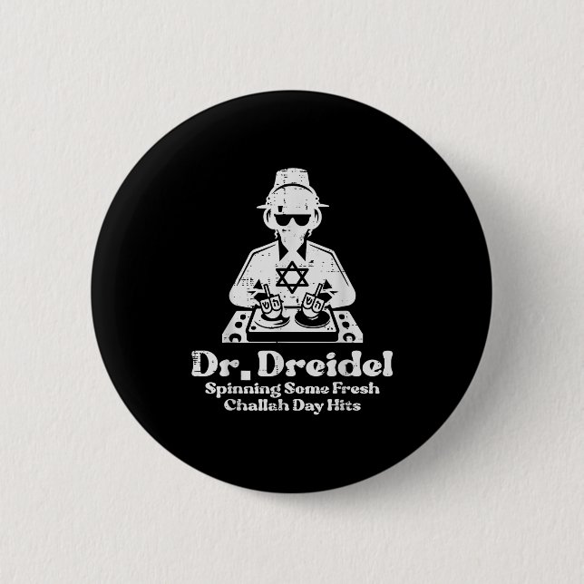 Badge Rond 5 Cm Hanoukka M. Dreidel Dj Dj Drôle Chanukkah Juifs ho (Devant)