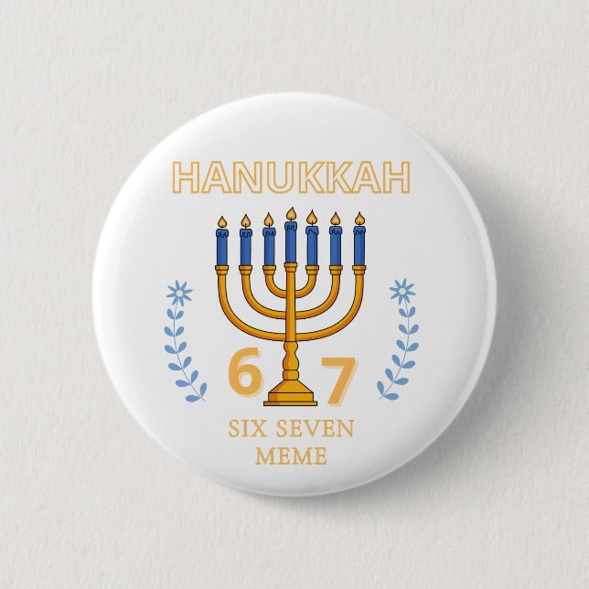 Badge Rond 5 Cm Hanukkah 67 Six Seven Meme (Devant)
