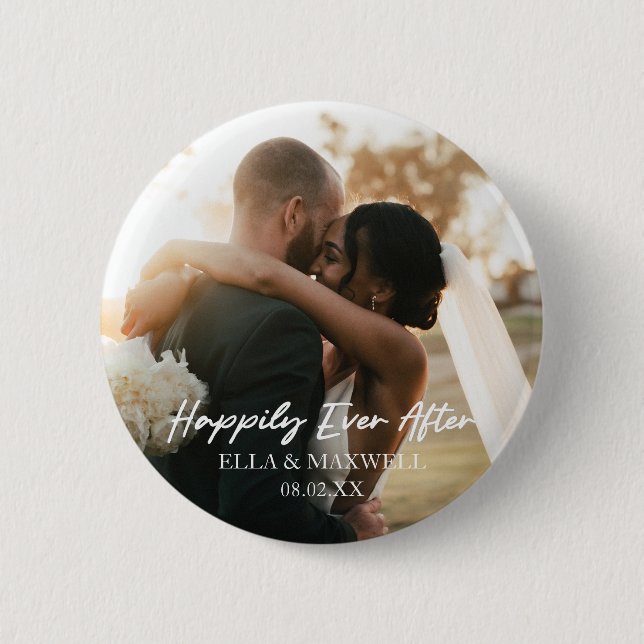 Badge Rond 5 Cm Happily Ever After Custom Photo Picture Wedding (Devant)