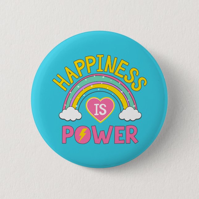Badge Rond 5 Cm Happiness is Power Rainbow (Devant)