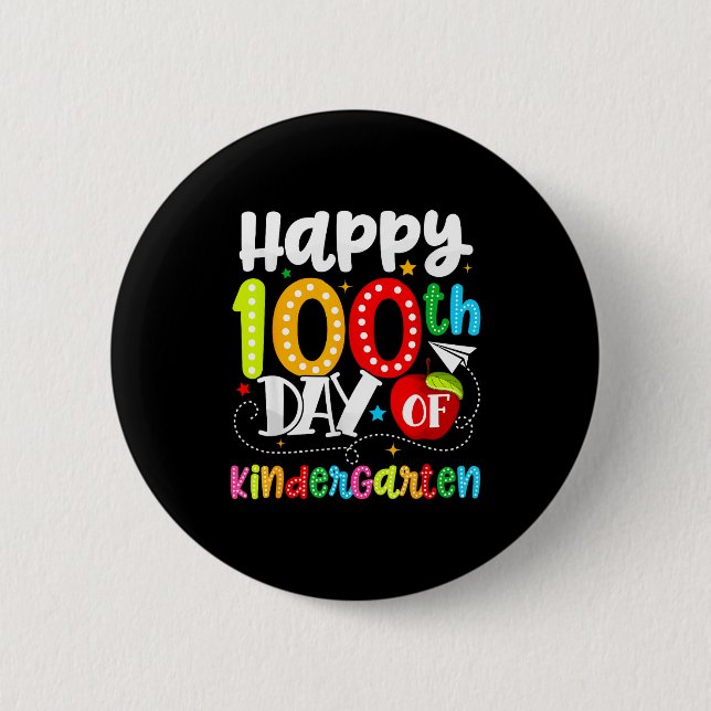 Badge Rond 5 Cm Happy 100th Day Of Kindergarten Funny Teachers Stu (Devant)