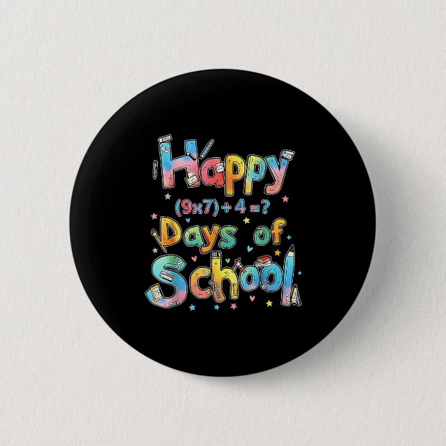 Badge Rond 5 Cm Happy 67 Days Of School Math Equation Teacher Six  (Devant)