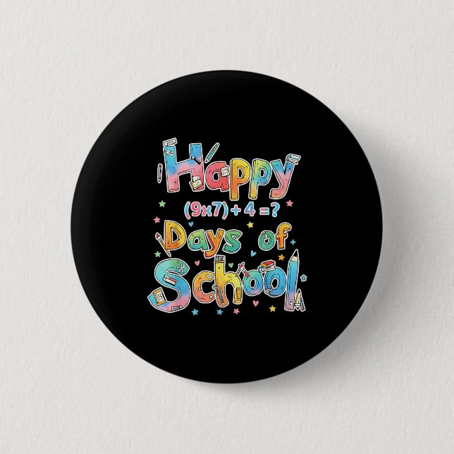 Badge Rond 5 Cm Happy 67 Days Of School Math Equation Teacher Six  (Devant)