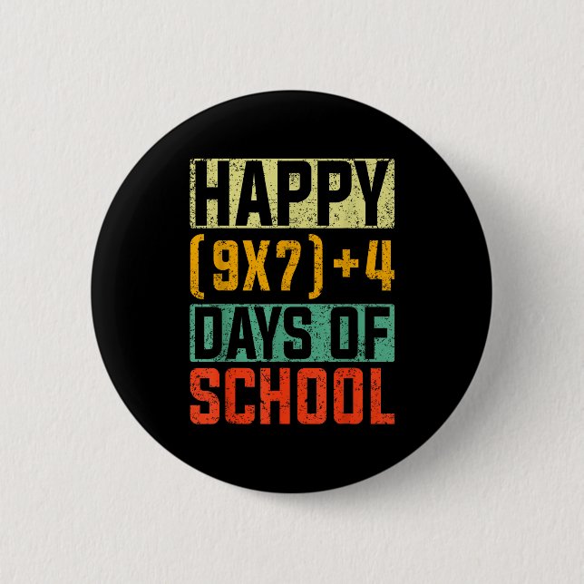 Badge Rond 5 Cm Happy 67 Days Of School Math Teacher Students Six  (Devant)