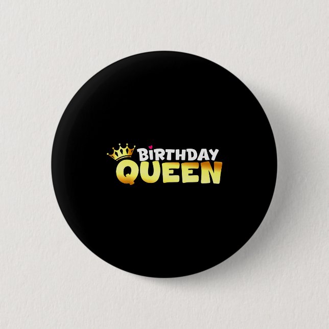 Badge Rond 5 Cm Happy Birthday Queen Outfit Shirt Crown Design Bir (Devant)