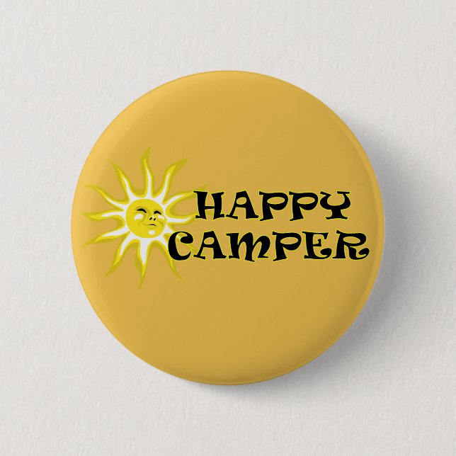 Badge Rond 5 Cm Happy Camper Camping Sunshine Button (Devant)