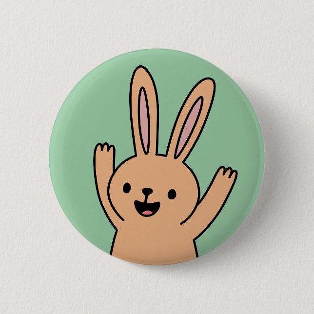 Badge Rond 5 Cm Happy Cartoon Bunny rabbit (Devant)