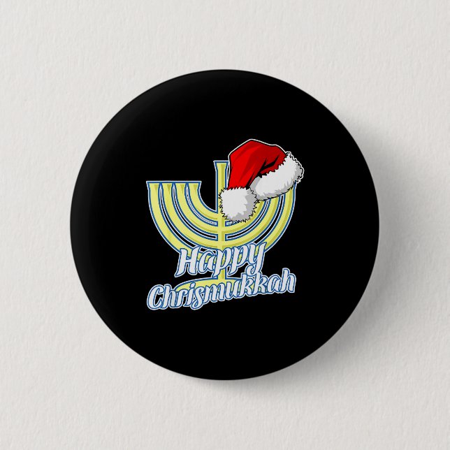 Badge Rond 5 Cm Happy Christmukkah Hanukkah Christmas  (Devant)