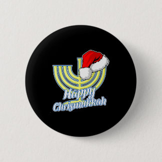 Badge Rond 5 Cm Happy Christmukkah Hanukkah Christmas 