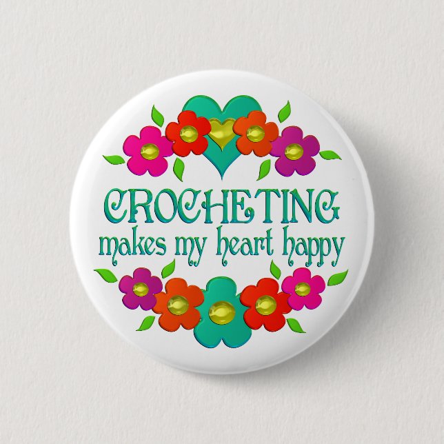 Badge Rond 5 Cm Happy Crocheting (Devant)