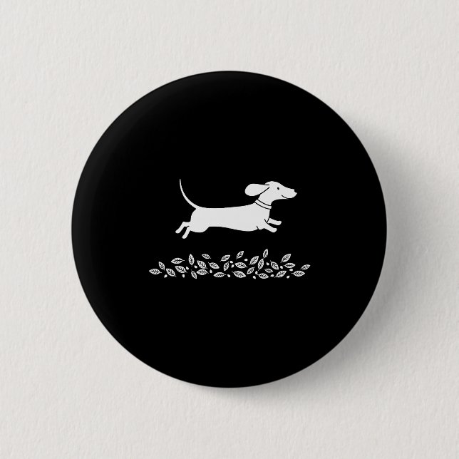 Badge Rond 5 Cm Happy Dachshund With Autumn Leaves For Pet Lovers  (Devant)