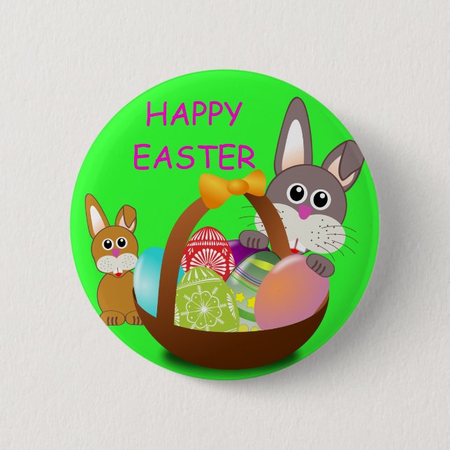 BADGE ROND 5 CM HAPPY EASTER (Devant)