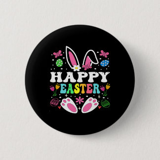 Badge Rond 5 Cm Happy Easter Day, Cute Colorful Egg Hunting Women 