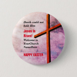Badge Rond 5 Cm HAPPY EASTER   Jésus est ressuscité