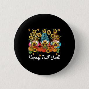 Badge Rond 5 Cm Happy Fall Y'all Gnome Leopard Pumkin Autumn