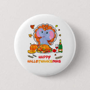 Badge Rond 5 Cm Happy Hallo Merci Mas Elephant Thanksgiving Cadeau