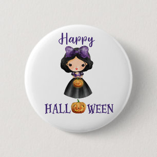 Badge Rond 5 Cm Happy Halloween bouton Fille princesse Éffrayante 