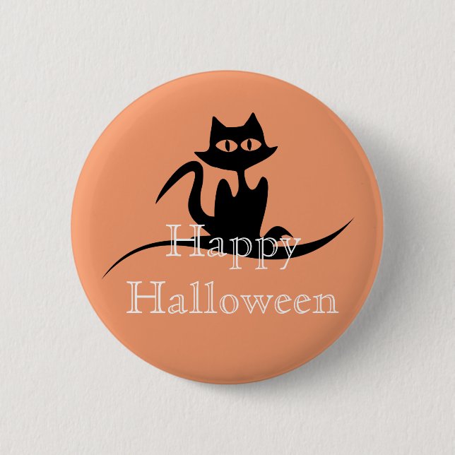 Badge Rond 5 Cm Happy Halloween effrayant chat (Devant)