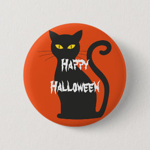 Badge Rond 5 Cm Happy Halloween effrayant chat