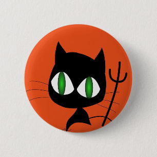 Badge Rond 5 Cm Happy Halloween effrayant chat