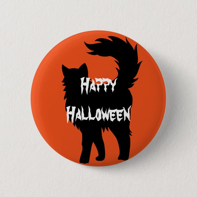 Badge Rond 5 Cm Happy Halloween effrayant chat (Devant)