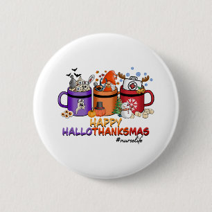 Badge Rond 5 Cm happy halloween thanksgiving noël drôle infirmière