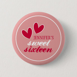 Badge Rond 5 Cm Happy Hearts Sweet sixteen