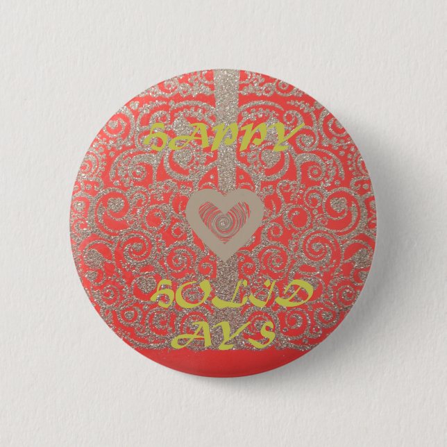 Badge Rond 5 Cm Happy Holidays Parties scintillant rouge design co (Devant)