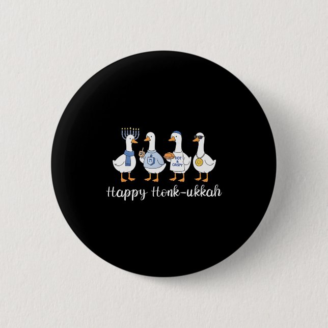 Badge Rond 5 Cm Happy Honk-ukkah Hanukkah Silly Goose Women Men Ki (Devant)