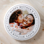 Badge Rond 5 Cm Happy Mother's Day Classic Simple Photo<br><div class="desc">This simple and classic design is composed of serif typography and add a custom photo.</div>