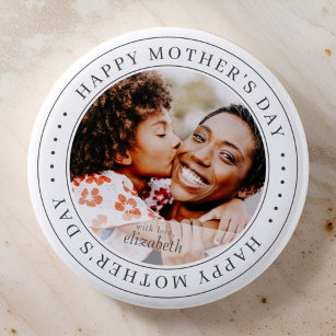 Badge Rond 5 Cm Happy Mother's Day Classic Simple Photo