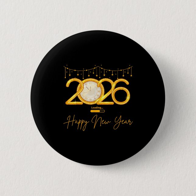 Badge Rond 5 Cm Happy New Year 2026  (Devant)