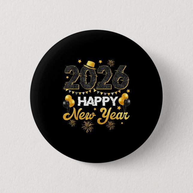 Badge Rond 5 Cm Happy New Year 2026 New Year's Eve Party Countdown (Devant)