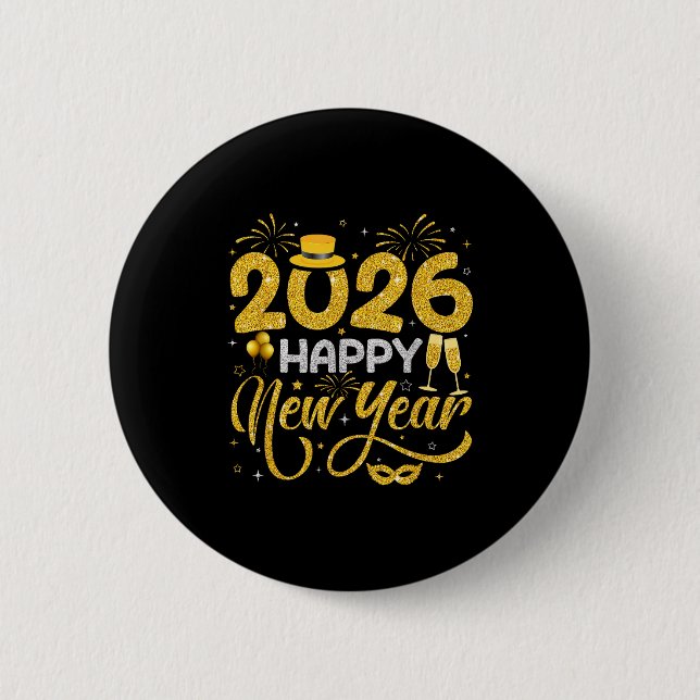 Badge Rond 5 Cm Happy New Year 2026 New Years Eve Party Countdown  (Devant)