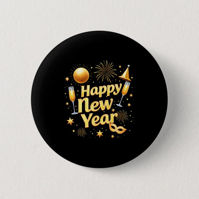 Badge Rond 5 Cm Happy New Year 2026 New Years Eve Party Countdown  (Devant)