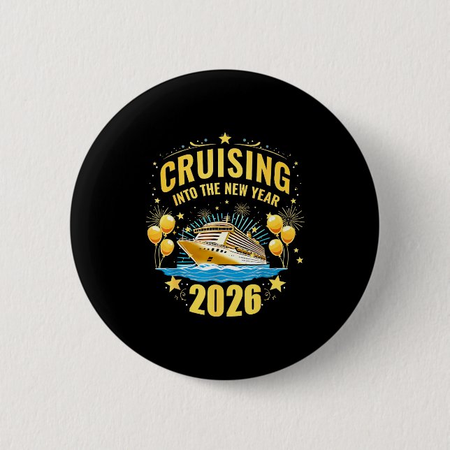 Badge Rond 5 Cm Happy New Year Cruise 2026 Party Trip Cruising Int (Devant)