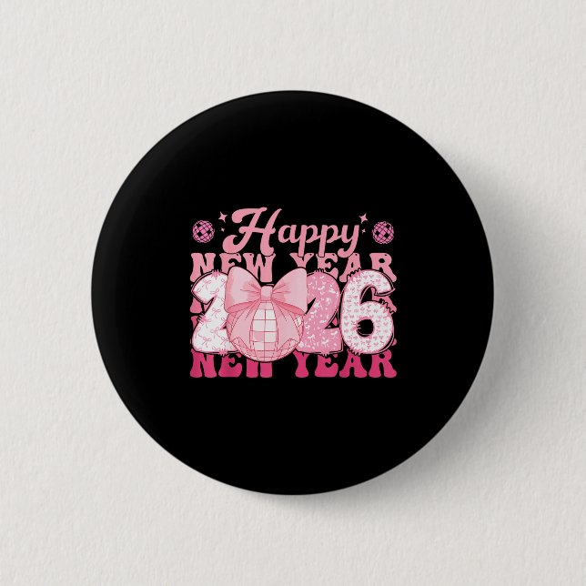 Badge Rond 5 Cm Happy New Year Eve 2026 Party Family Matching Men  (Devant)