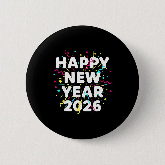 Badge Rond 5 Cm Happy New Year Eve Party 2026 Nye Family Matching  (Devant)
