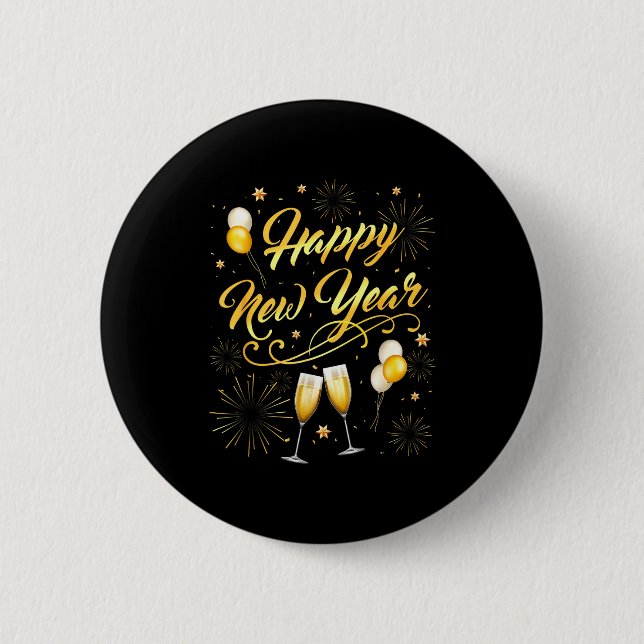 Badge Rond 5 Cm Happy New Year Party 2026 Ballon Family Matching  (Devant)