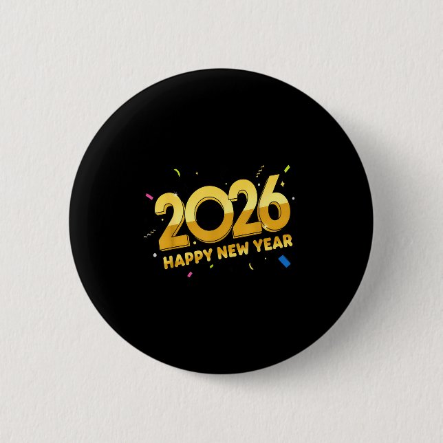 Badge Rond 5 Cm Happy New Year Party 2026 Ballon Family Matching M (Devant)