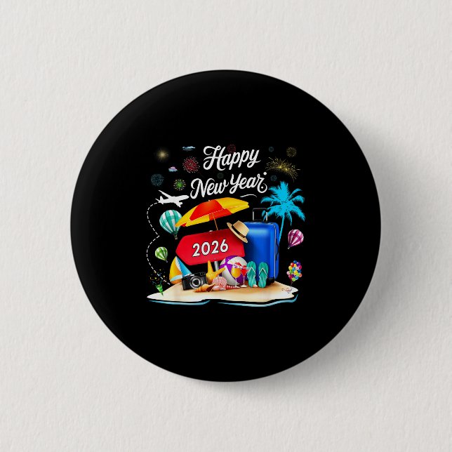Badge Rond 5 Cm Happy New Year Party 2026 Family Matching Vacation (Devant)