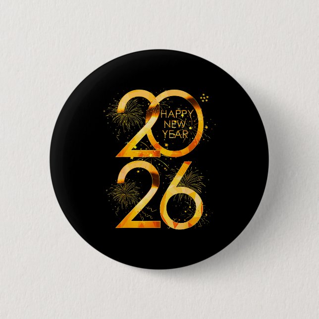 Badge Rond 5 Cm Happy New Year Party Supplies 2026 Family Matching (Devant)