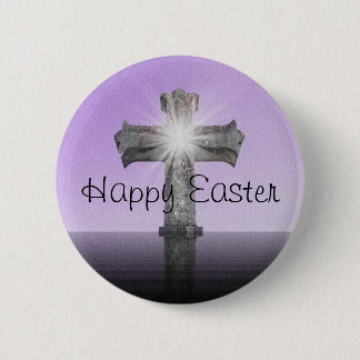 Badge Rond 5 Cm Happy Pâques cross Inspirational lavender