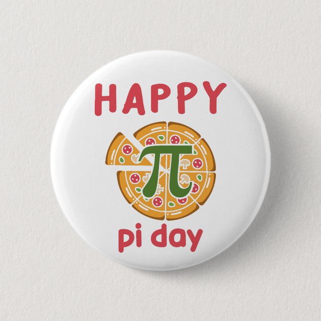 Badge Rond 5 Cm happy pi day pizza drôle pun (Devant)