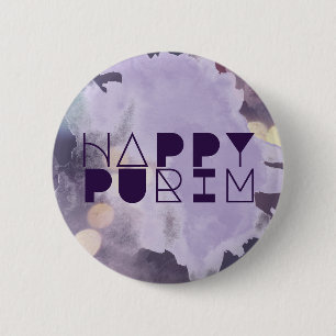 Badge Rond 5 Cm HAPPY PURIM in Purple