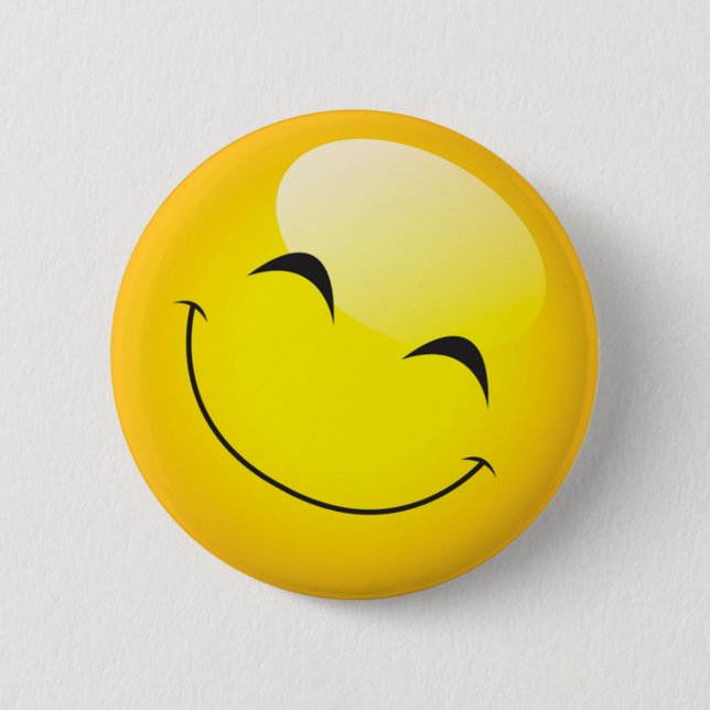 Badge Rond 5 Cm Happy Smiling Emoji Face Cute Cartoon Character (Devant)