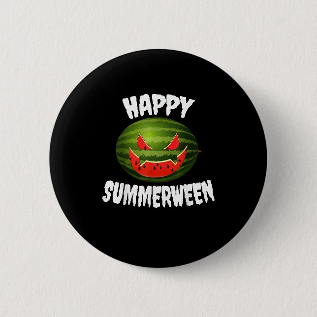 Badge Rond 5 Cm Happy Summerween Retro Watermelon Jack-o'-lantern (Devant)
