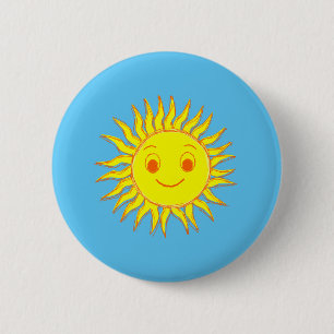 Badge Rond 5 Cm Happy Sun Face Drawing