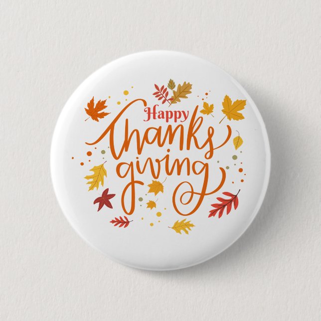 Badge Rond 5 Cm Happy Thanksgiving (Devant)