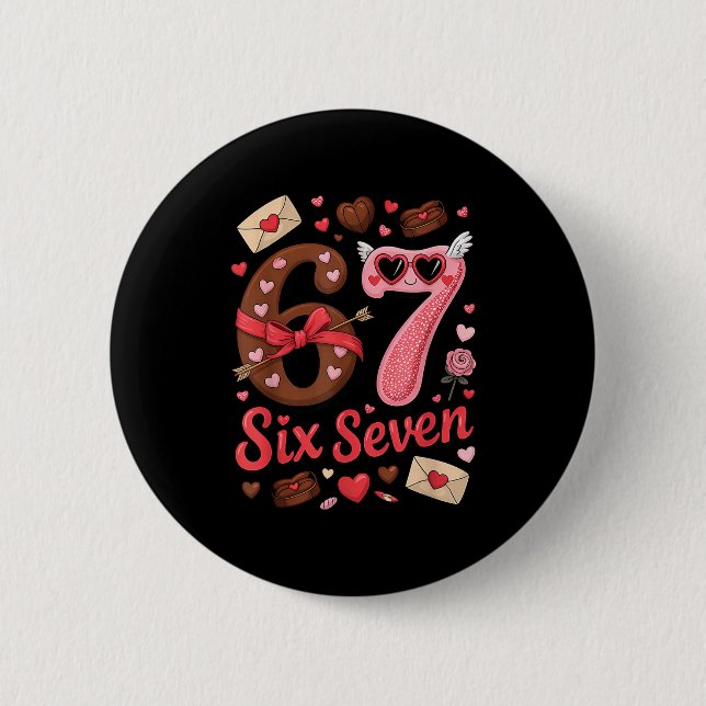 Badge Rond 5 Cm Happy Valentine’s Day 67 Meme Hearts Coquette Bow  (Devant)